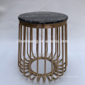 New design stainless steel side table gold color coffee table with marble top